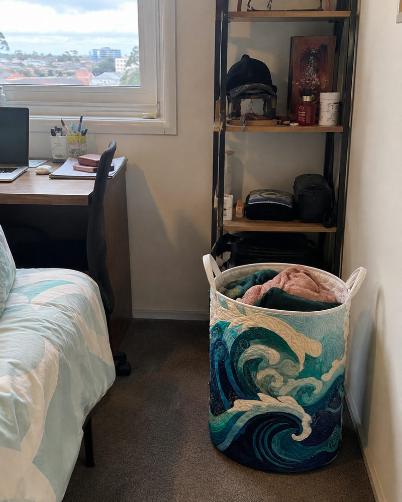 Quilted storage basket at home