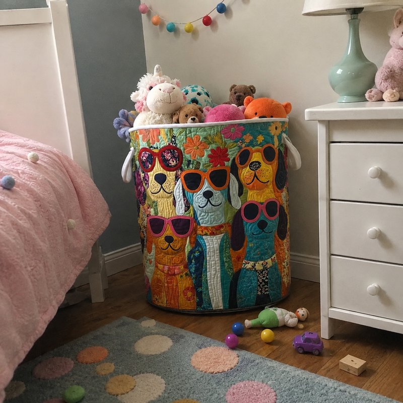 Quilted storage basket at home
