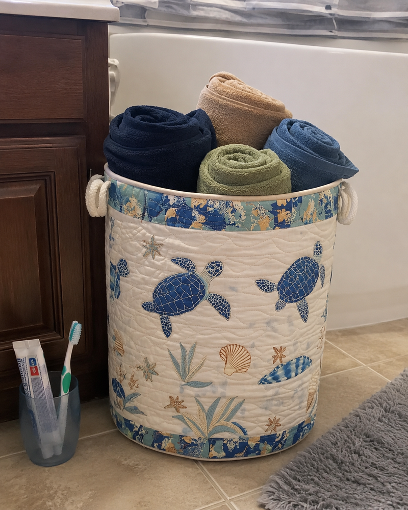 Quilted storage basket at home